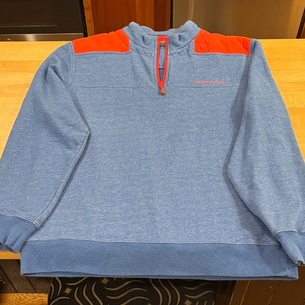 Vineyard Vines Men's Quarter Zip Sweater in Blue and Red